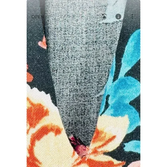 Torrid Black Multi Floral Mini Stretch Challis Tie Waist Pocket Dress Plus 1X - Picture 8 of 12